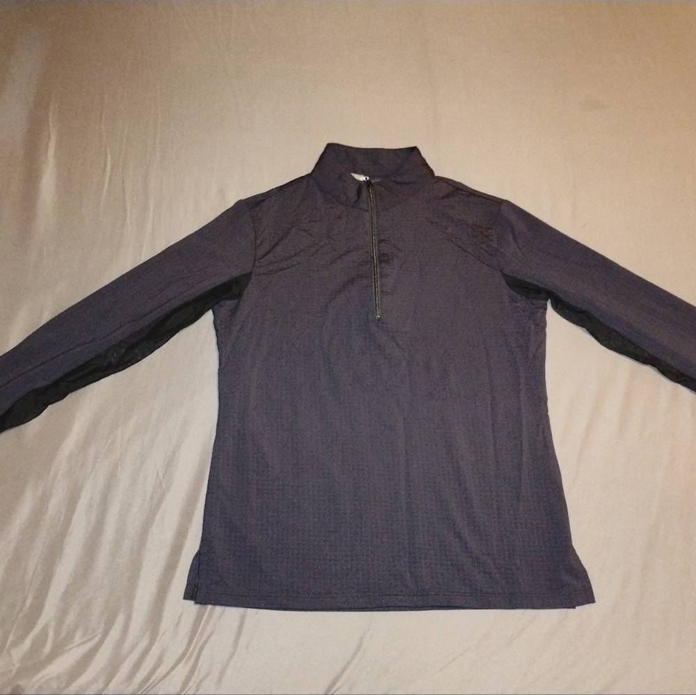 Eis Wear Dri Fit Women's Black Top, Mesh Sleeves, Size S, Zippered, High Collar